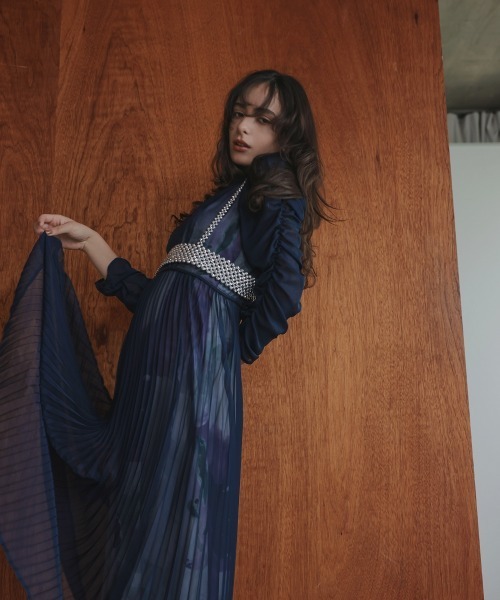 Callarus ドレス 「niaulabTV紹介商品」「Callarus」プリント重ね