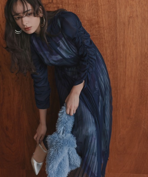 Callarus ドレス 「niaulabTV紹介商品」「Callarus」プリント重ね