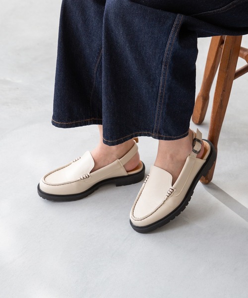 menue ローファー バックストラップ 厚底 レディース : ZOZOTOWN