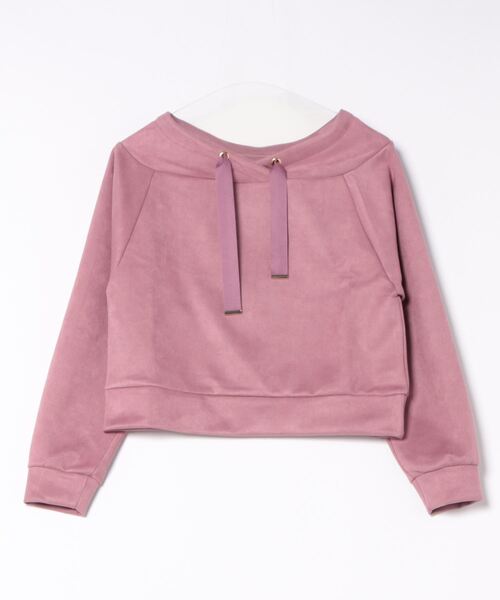 tシャツ フェイクスエードフード風カットソープルオーバー レディース