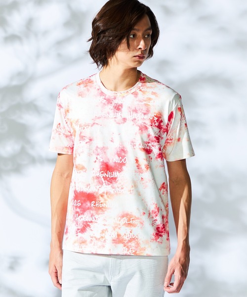 HIDEAWAYS NICOLE tシャツ 「WEB限定」ムラ柄ロゴプリント半袖T
