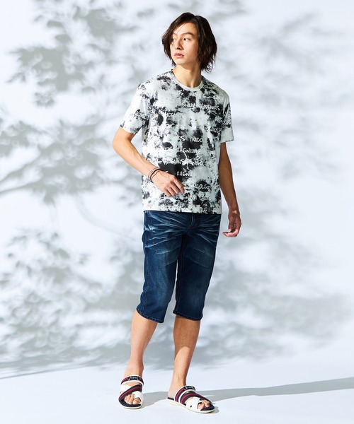 HIDEAWAYS NICOLE tシャツ 「WEB限定」ムラ柄ロゴプリント半袖T