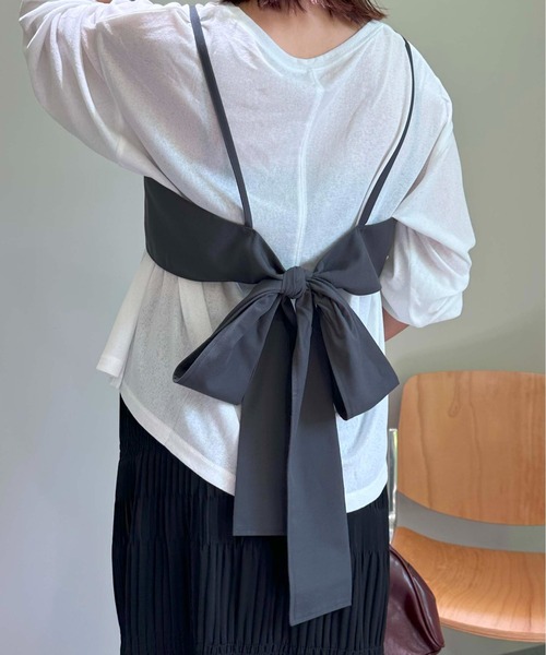 1chaku. ベスト ジレ バックリボンショート丈ビスチェ