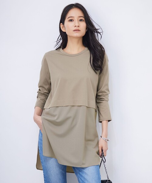 tシャツ 「洗える」 シアージャージーコンビ カットソー レディース