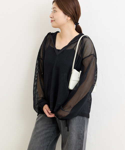 tシャツ メッシュフーディ レディース