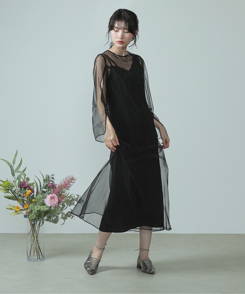 kana アシンメトリー レース ワンピース 結婚式　お呼ばれドレス Kana ドレス アシンメトリー カットレース キャミワンピ