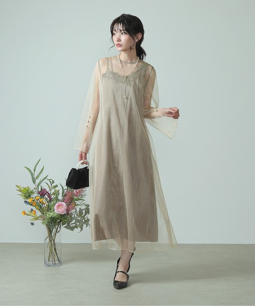 Kana ドレス アシンメトリー カットレース キャミワンピ チュール