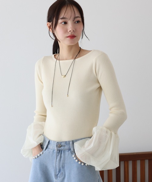 heve suzuran cuff rib knit スズランカフリブニット ランダムリブカフスニット | LANVIN en Bleu (Women)/ランバン