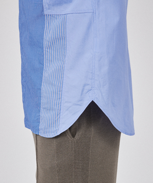 Participation パッチワークシャツ Mサイズ パッチワーク風シャツ(M) コバルト | EDGE OF LINE｜ONLINE STORE