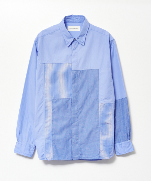 Participation パッチワークシャツ Mサイズ COTTON STRIPE X MULTI MATERIAL PATCHWORK SHIRT｜JUNYA