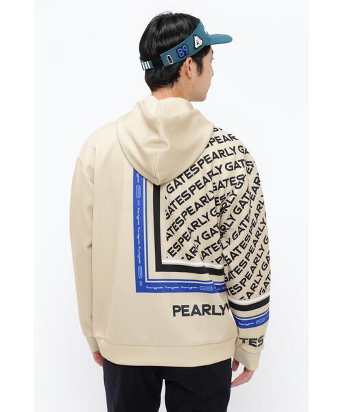 PEARLY GATES パーカー 「PEARLY GATES」ロゴパネル柄