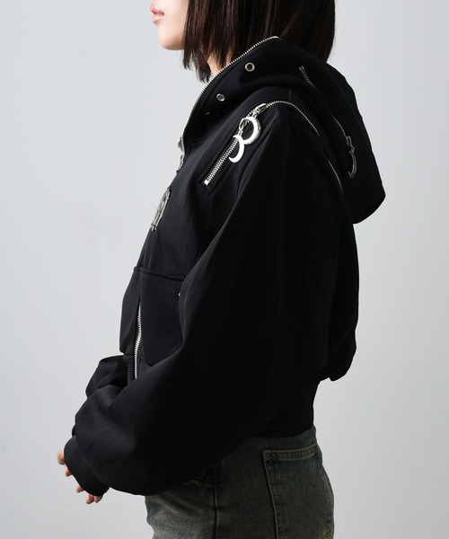 パーカー A'GEM/9 × .kom 「.KOM/ドットケーオーエム」デザインクロップパーカー レディース KOM パーカー A'GEM/9 × .kom 「.KOM/ドットケーオーエム
