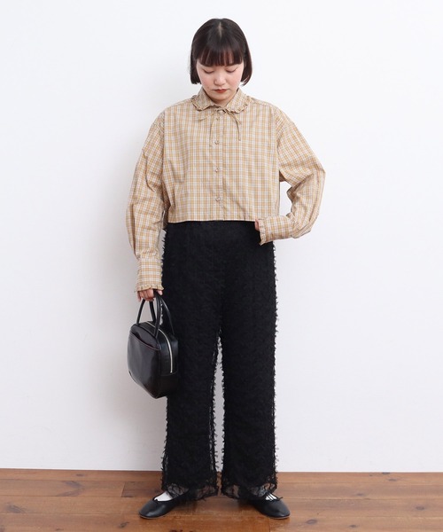 CHILD WOMAN ブラウス シャツ ミニチェックタイプライター 襟