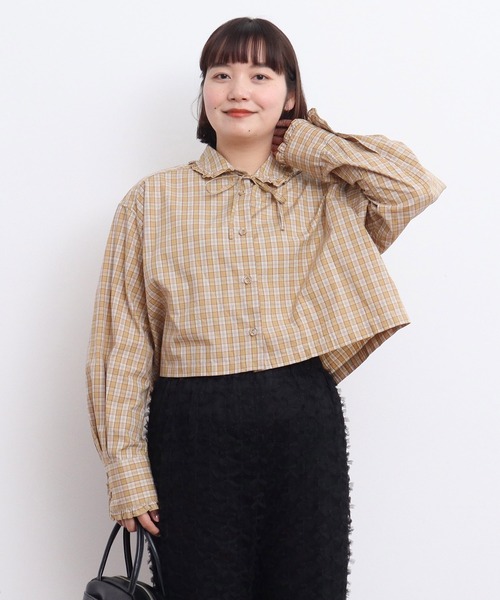 CHILD WOMAN ブラウス シャツ ミニチェックタイプライター 襟