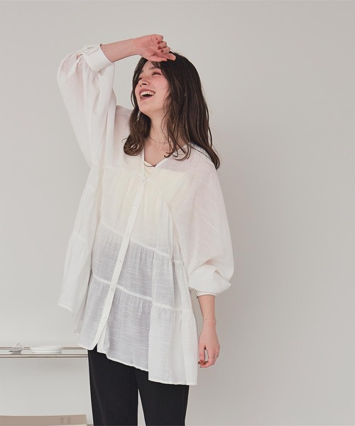 titivate（ティティベイト） ブラウス シャツ Vネックティアード