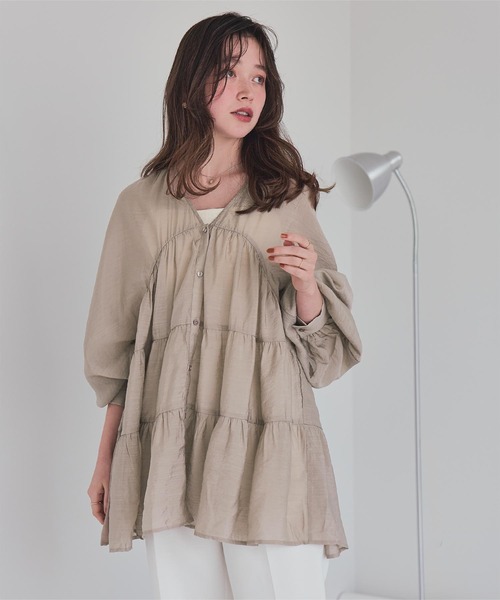 titivate（ティティベイト） ブラウス シャツ Vネックティアード