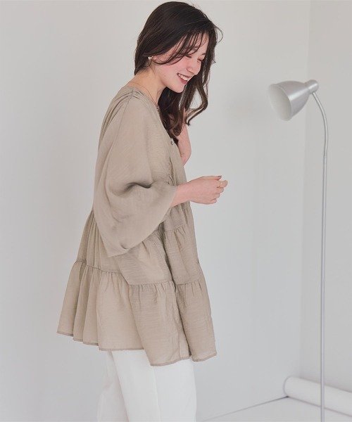 titivate（ティティベイト） ブラウス シャツ Vネックティアード