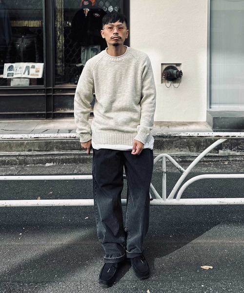 グレー スラブニット セーター　メンズXＬ BACK NUMBER セーター ニット 「BACK NUMBER」スラブコットン