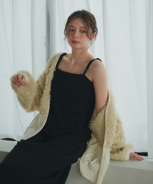 fupel カーディガン peplum feather yarn knit cardigan / ペプラム