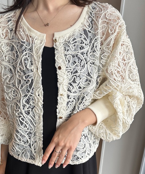 B6878■美品■RENA LANGE レナランゲ 総レース シアーブラウス L B6878□美品□RENA LANGE レナランゲ 総レース シアーブラウス L