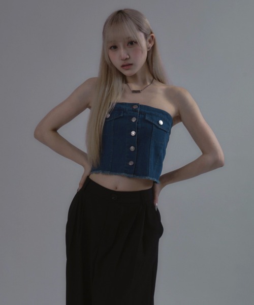 tinkerend チューブトップ ベアトップ Denim Tube Top / デニム