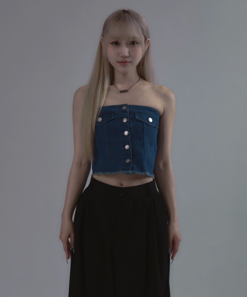 tinkerend チューブトップ ベアトップ Denim Tube Top / デニム