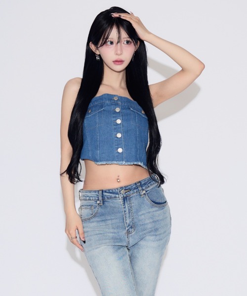 ベアトップ/チューブトップ FUMIKA UCHIDA STRETCH DENIM BUSTIER FUMIKA_UCHIDA - FUMIKA UCHIDA STRETCH DENIM BUSTIERの通販 by shop