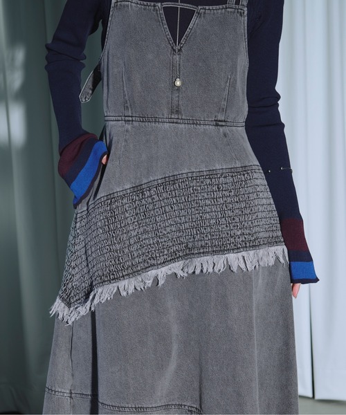 Ezick ワンピース lady mode shirring デザインデニムワンピース