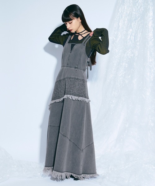 ワンピース（125190） Ezick ワンピース lady mode shirring デザインデニムワンピース