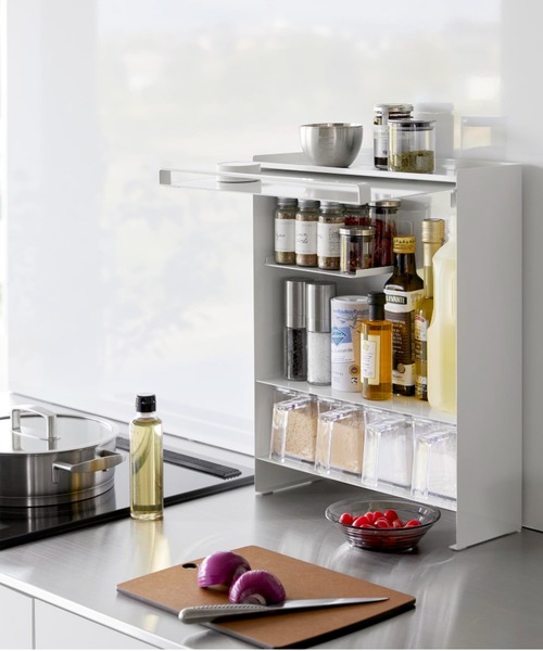 tower tower(タワー) 前が開く 隠せる調味料ラック : ZOZOTOWN Yahoo