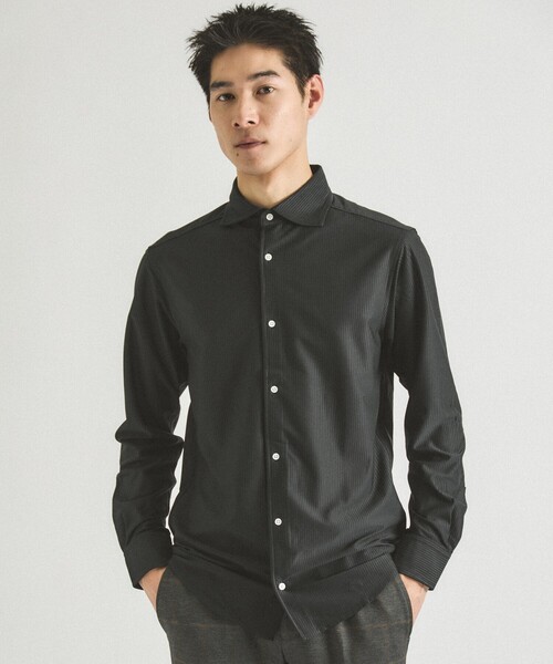 ABAHOUSE GRAY シャツ 「ON/OFF兼用」トリコット サッカー 長袖シャツ