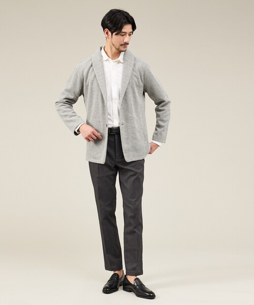 ABAHOUSE GRAY シャツ 「ON/OFF兼用」トリコット サッカー 長袖シャツ