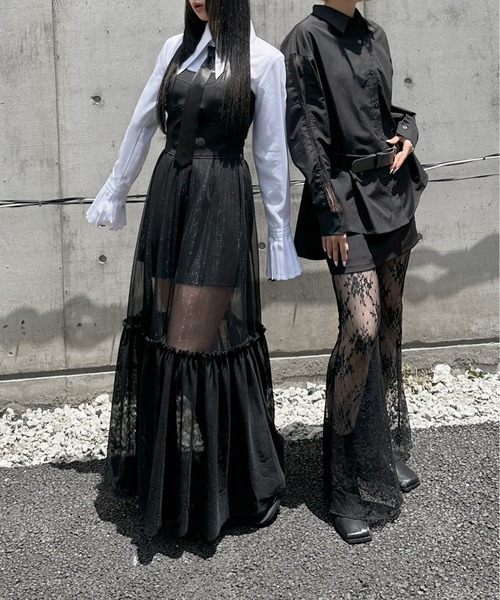 00s ozz croce レースアップチュール重ねフリルゴシックワンピース 00s ozz croce レースアップチュール重ねフリルゴシックワンピース 00s