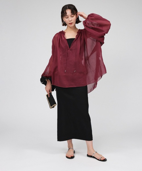 BABYLONE ブラウス シャツ 2WAYオーガンジーブラウス レディース