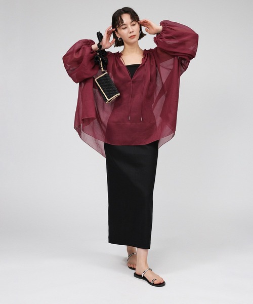 BABYLONE ブラウス シャツ 2WAYオーガンジーブラウス レディース