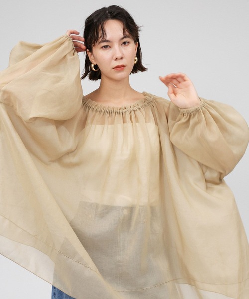 BABYLONE ブラウス シャツ 2WAYオーガンジーブラウス レディース