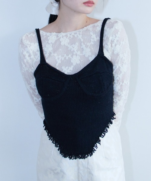 キャミソール corset knit camisole