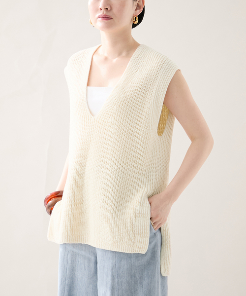 ベスト ジレ ATON エイトン V-NECK VEST KRAGGM0114 レディース VERMEIL par iena ベスト ジレ ATON エイトン V-NECK VEST
