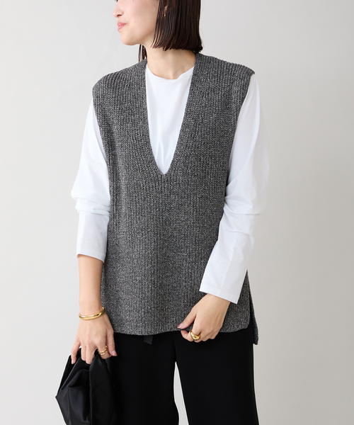 ベスト ジレ ATON エイトン V-NECK VEST KRAGGM0114 レディース
