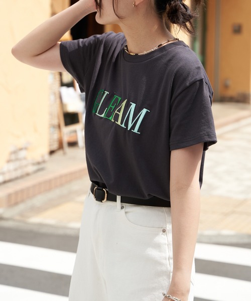 VENCE EXCHANGE tシャツ 半袖 GLEAM刺繍ロゴTシャツ レディース