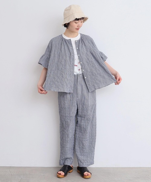 latelier du savon デザインブラウス　シャツ コットン100% l'atelier du savon ブラウス シャツ くしゃくしゃコットン