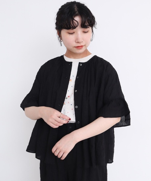 latelier du savon デザインブラウス　シャツ コットン100% l'atelier du savon ブラウス シャツ くしゃくしゃコットン