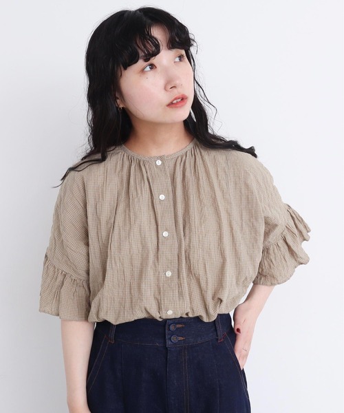 ブラウス シャツ くしゃくしゃコットン ブラウス レディース l'atelier du savon ブラウス シャツ くしゃくしゃコットン
