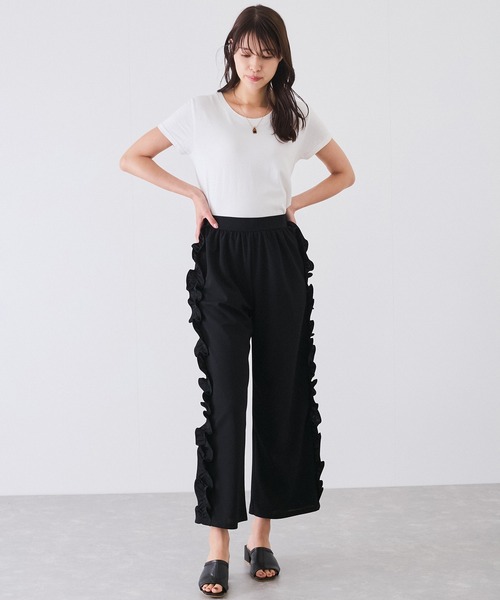 JAYRO パンツ サイドフリルワイドパンツ レディース : ZOZOTOWN