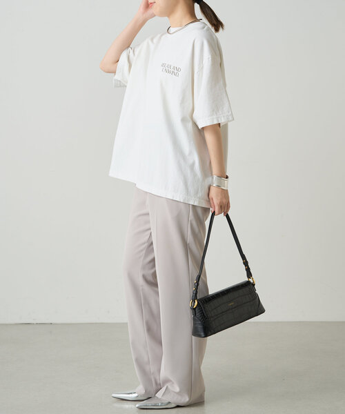 tシャツ オーバーラップシアーロゴT レディース Loungedress tシャツ ラウンドロゴオーバーT レディース