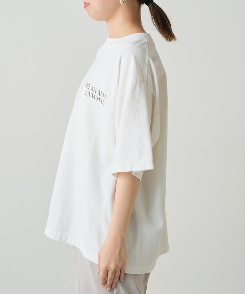 tシャツ オーバーラップシアーロゴT レディース Loungedress tシャツ ラウンドロゴオーバーT レディース