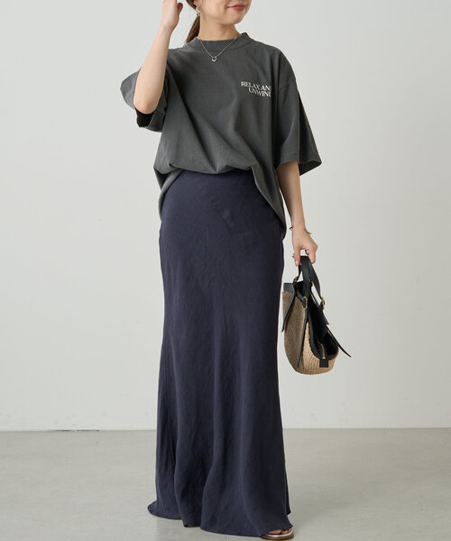 tシャツ オーバーラップシアーロゴT レディース Loungedress tシャツ ラウンドロゴオーバーT レディース