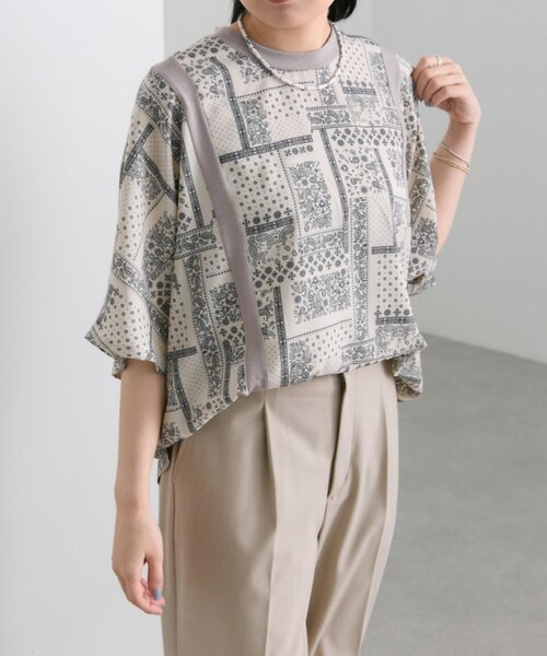 パピヨネ★SUM1 STYLEスミ スタイル花柄切り替えTシャツ ear PAPILLONNER（イアパピヨネ）の「【SUM1 STYLE（スミ スタイル