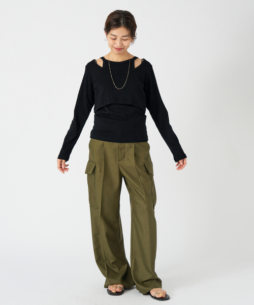 IENA tシャツ ONIT/オニット SHORT LS TEE+AS CAMI レディース