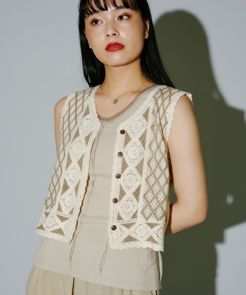 【美品】SON OF THE CHEESE クロシェベスト Lサイズ SON OF THE CHEESE クロシェベスト Lサイズ